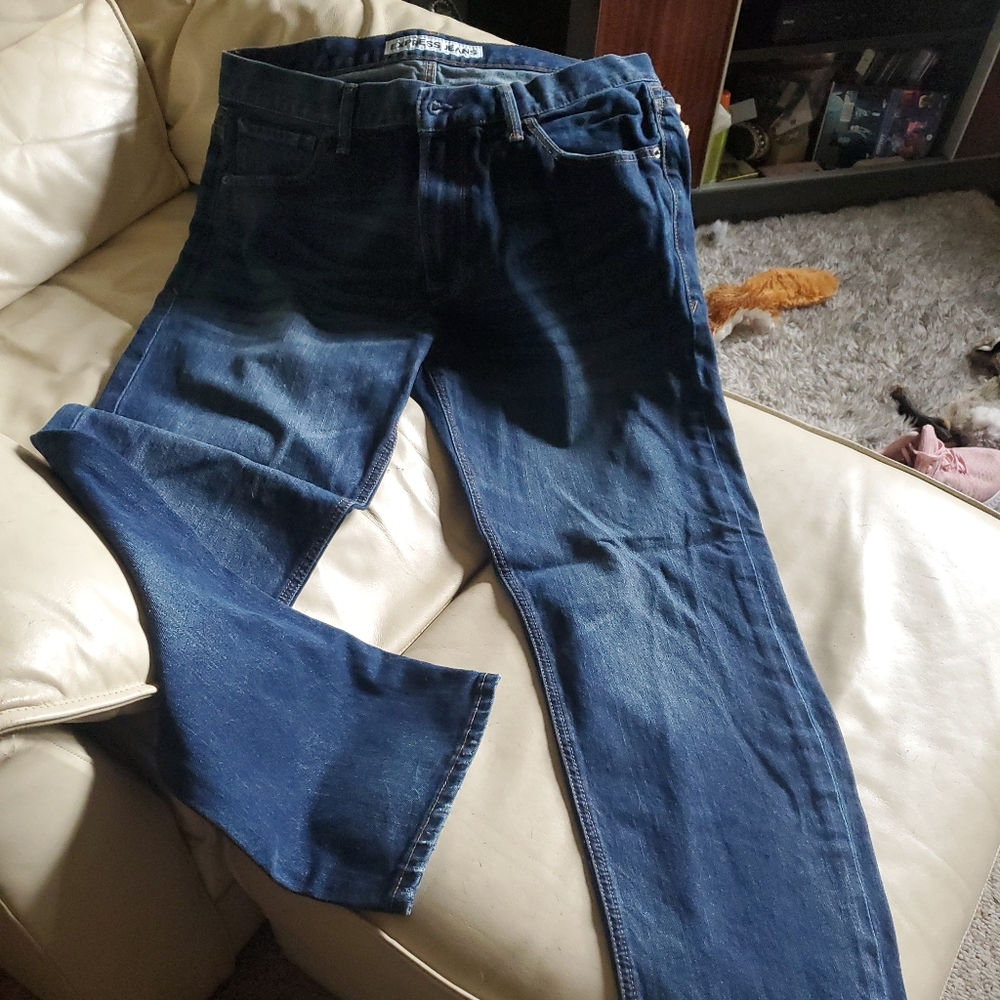 Men's EXPRESS STRAIGHT LEG BLUE DENIM JEANS